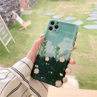 Compatible with Apple, Compatible with Apple , Forest Flowers Retro Design Phone Case For iPhone Cute Oil Painting Silicone Case For iPhone 11 Pro Max XR Xs Max X 7 8 7 Plus