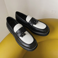 British Style Men's Black And White Color Matching Shoes