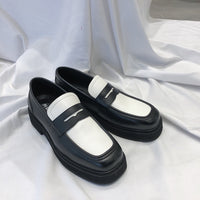 British Style Men's Black And White Color Matching Shoes