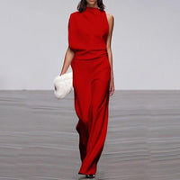 One-shoulder Sleeve Casual Commuter Jumpsuit