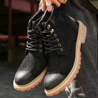High-Top Shoes Mid-Cut British Style Men's Leather Shoes