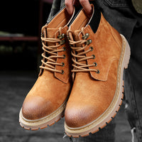 High-Top Shoes Mid-Cut British Style Men's Leather Shoes