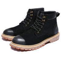 High-Top Shoes Mid-Cut British Style Men's Leather Shoes