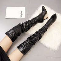 New Large Zize Foreign Trade High-heeled Over-the-knee Boots Women's Straight And Thin White Boots