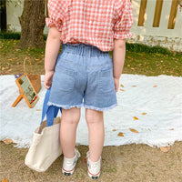 Girls High Waist Flower Bud Korean Summer Dress New Kids Denim Girl Hot Pants