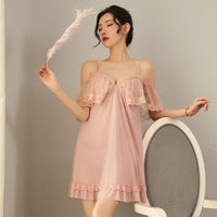 Pajamas Sexy Nightdress Women's Perspective Sexy Net Gauze Dress Lace Hanging Neck Sling Sleep