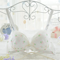 Developmental Pure Cotton Cup, Lace Flower, No Steel Ring Bra Set Adjustment, Gathering Student Underwear