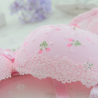 Developmental Pure Cotton Cup, Lace Flower, No Steel Ring Bra Set Adjustment, Gathering Student Underwear