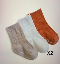 Childrens Spring Socks 3 Color Solid Color Stripes Summer Non-Slip Socks Set
