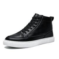 All-match Brown Men's High-top Casual Leather Shoes