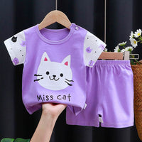 Baby Cotton Short Sleeve Shorts Suit