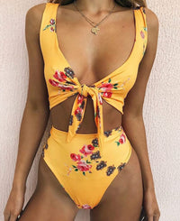 Bikini Split Swimsuit Cherry Print Swimsuit Lace
