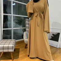 F889 Foreign Trade Cross-border Muslim Women's Long Skirt Abaya Dubai Middle East Jalabiya Pure Color Robe