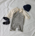 Open File Bib Pants For Men And Women, All-Match Fashion Casual Striped Jumpsuit