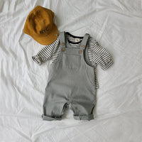 Open File Bib Pants For Men And Women, All-Match Fashion Casual Striped Jumpsuit