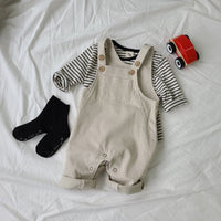 Open File Bib Pants For Men And Women, All-Match Fashion Casual Striped Jumpsuit