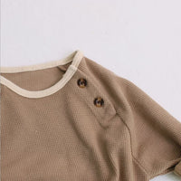 Infant Boys And Girls Waffle Comfortable And Simple One-Piece Baby Long-Sleeved Romper Romper