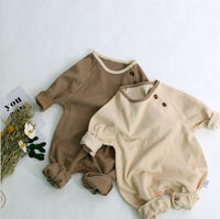 Infant Boys And Girls Waffle Comfortable And Simple One-Piece Baby Long-Sleeved Romper Romper