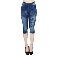 Imitation Denim Leggings Cropped Trousers
