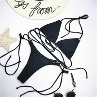 Small Breasts Gathered With A Thin Three-point Thong Hot Spring Split Swimsuit Female Bikini
