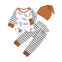 Feather Stripe Hooded Three-Piece Set