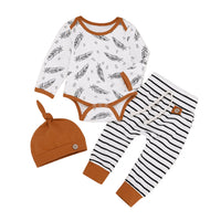 Feather Stripe Hooded Three-Piece Set