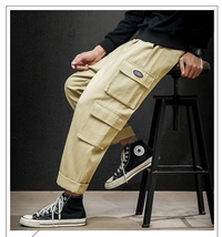 Men's big pocket straight leg plus size casual pants