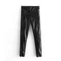 Women's  Autumn And Winter Tight Leg Revealing Leather Pants