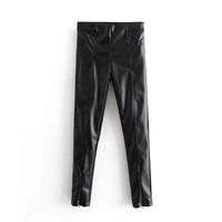 Women's  Autumn And Winter Tight Leg Revealing Leather Pants