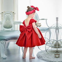 Big Red Leaky Back Bow Princess Dress Catwalk Show Children'S Evening Dress