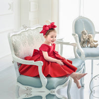 Big Red Leaky Back Bow Princess Dress Catwalk Show Children'S Evening Dress