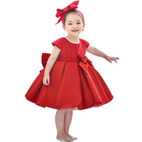 Big Red Leaky Back Bow Princess Dress Catwalk Show Children'S Evening Dress