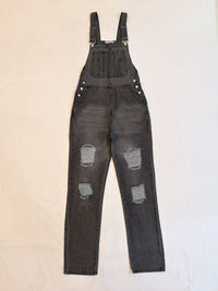 Jumpsuit Women's Fashion Denim Ripped Hole Cut Solid Color Overalls