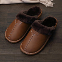 Wooden Floor Non-slip Thick-soled Warm Household Leather Slippers