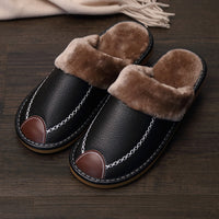 Wooden Floor Non-slip Thick-soled Warm Household Leather Slippers