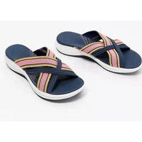 Large Size Slippers Female Flying Woven Cross Beach Sandals