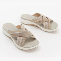Large Size Slippers Female Flying Woven Cross Beach Sandals