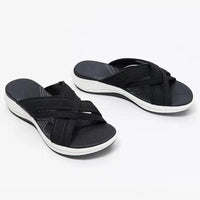 Large Size Slippers Female Flying Woven Cross Beach Sandals