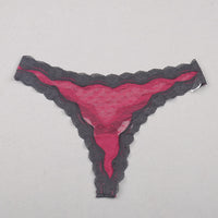 Ladies Sexy Lace Transparent Lightweight Hollow Mesh Low-Rise Seductive Cotton Thong