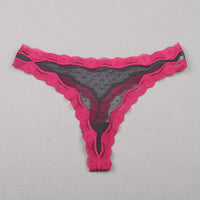 Ladies Sexy Lace Transparent Lightweight Hollow Mesh Low-Rise Seductive Cotton Thong