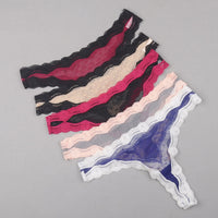 Ladies Sexy Lace Transparent Lightweight Hollow Mesh Low-Rise Seductive Cotton Thong