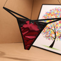 G-String Female Sao Sexy Hot Silk Satin Face Of A Thread In Europe And The United States Ding Pants Light Luxury Ice Silk T Underwear