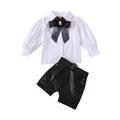 Children's Fall New Fashion Puff Sleeve White Shirt and Leather Pants Free Bow And Belt