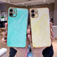 Compatible with Apple, Suitable For Iphone11Promax Electroplating Mobile Phone Shell Xsmax Marble Anti-Drop All-Inclusive Ip11 Protective Cover