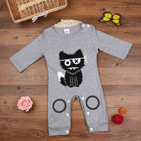 Boys Long Sleeve Romper Jumpsuit Cat Circle Cartoon Print