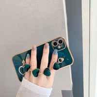 Compatible with Apple , Pure Color Electroplating Love Soft Shell For Apple Mobile Phone Case With Wrist Strap