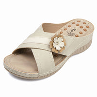 Plus Sizes Wedge Flower Beach Slippers For Women