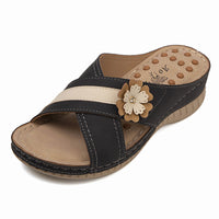 Plus Sizes Wedge Flower Beach Slippers For Women