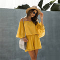 Fashion Open Back Ruffled Chiffon One-shoulder Women's Jumpsuit