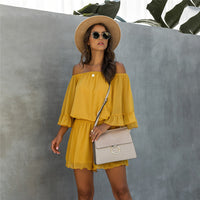 Fashion Open Back Ruffled Chiffon One-shoulder Women's Jumpsuit